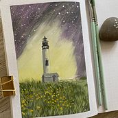A magical night . Gouache Painting, Traditional illustration, and Painting project by Mirjam Thomsen - 02.04.2025