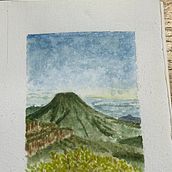 Travel Watercolor Projects - Mt. Gede. Un proyecto de Dibujo, Pintura a la acuarela, Bellas Artes, Dibujo a lápiz, Sketchbook y Bocetado de ineke_yulianti - 05.02.2025
