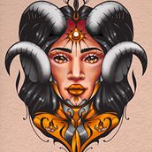 Reina Dorada. Digital Illustration, Traditional illustration, Tattoo Design, Design, and Artistic Drawing project by Yuly Gutierrez Daza - 02.06.2025