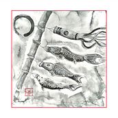 Koinobori and Moonlight. Un progetto di Disegno, Illustrazione tradizionale e Illustrazione con inchiostro di Sabine Nimz - 06.02.2025