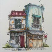 Architectural building sketch. Architectural Illustration, Drawing, Ink Illustration, Sketchbook, and Sketching project by famdaklaassen - 02.07.2025