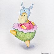 Watercolor rhinoceros ballerina . % Ірина Горбаченко tarafından hazırlanan Güzel sanatlar, Çizim, Geleneksel illüstras, on, Çocuk İllüstras, onu, Anlatı, Tablo, Sulubo, Ve a Resim projesi - 02.08.2025