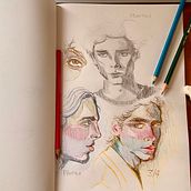 Ritratto su Blocco da Disegno, esplorando il volto umano.. Un progetto di Disegno artistico, Disegno, Disegno di ritratti, Sketchbook e Bozzetti di mariogiuseppedecillis - 08.02.2025