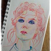 portrait aux crayons de bois. Colored Pencil Drawing, Drawing, Portrait Drawing, and Sketchbook project by Thaïs Barbieux - 02.09.2025