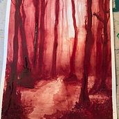forêts retro éclairées à l’aquarelle. Painting, and Watercolor Painting project by erika serlooten - 02.10.2025
