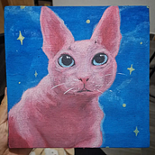 Bingus Cat. Een project van Schilderij,  Acr y lschilderij van Sakura Esmeralda Diaz Moreno - 10.02.2025