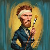 Vincent Van Gogh Caricature Illustration. Un progetto di Illustrazione digitale e Character design di Rob Snow - 13.02.2025
