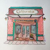 Bar notable de Buenos Aires. Architectural Illustration, Drawing, Painting, and Watercolor Painting project by Alejandra Cartelle - 02.15.2025