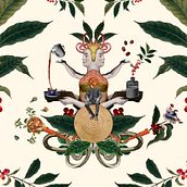 Bolsa de Café / Juan Valdez Concept. Colagem, Ilustração tradicional e Ilustração digital projeto de Carlos Ayala - 16.02.2025