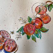 Citrus Galore. Drawing, Traditional illustration, Ink Illustration, Painting, Watercolor Painting, and Naturalistic Illustration project by corbetoc1 - 02.16.2025