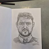 self portrair from life . Arte plastice, Desen în creion și Desen de portret de Roman Popik - 02.18.2025