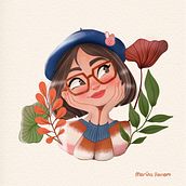 Beret Girl. Un progetto di Character design, Disegno digitale, Illustrazione digitale e Pittura digitale di Marina Romero Riaza - 19.02.2025