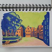 Erste Versuche mit Acyrlmarkern. Un proyecto de Ilustración arquitectónica, Ilustración tradicional, Ilustración con tinta y Pintura de Annika - 19.02.2025