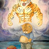 Find the tiger within you. Drawing, Children's Illustration, Painting, and Watercolor Painting project by Jerome Moulin - 02.19.2025