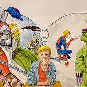 My studious son doing his homework. Traditional illustration, Watercolor Painting, Comic, and Children's Illustration project by Jerome Moulin - 02.20.2025