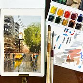 Project for Urban Landscapes in Watercolor. Watercolor Painting, Fine Arts, and Architectural Illustration project by catnoodles - 02.21.2025