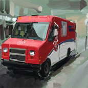 Canada Postal van. Digital Illustration project by Stephane Joncas - 02.21.2025