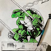Swordsman supreme!! ⚔🐢. Traditional illustration, Drawing, and Watercolor Painting project by Fernando Nesa Ramírez - 02.22.2025