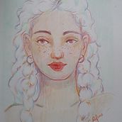 La chica de las trenzas . Un proyecto de Dibujo con lápices de colores, Dibujo, Dibujo de Retrato y Sketchbook de Chus Rufino - 22.02.2025