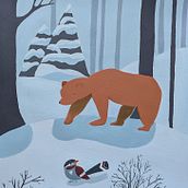ballade hivernale. Acr, lic Painting, and Children's Illustration project by Elodie Donc - 02.24.2025