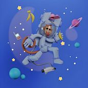 Monkey Space . 3D, 3D Character Design, 3D Design, 3D Modeling, and Character Design project by chavez_ricardo - 02.24.2025