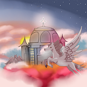 Castelo nas Nuvens. Concept Art, Traditional illustration, Digital Illustration, Video Games, Animation, Film, Video, TV, and Game Design project by Pedro Afonso Neves dos Santos - 02.25.2025