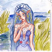 Water Nymph: Bestiary. Een project van Ontwerp van personages,  Tekening, Schilderij, Tekening met potlood y Aquarelschilderen van Julia Maslova - 26.02.2025