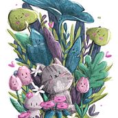 Kawaii world: cat in the yard. Un proyecto de Diseño de personajes, Ilustración digital y Manga de Marjolijn De Pauw - 26.02.2025