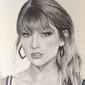 Dibujo retrato a grafito de Taylor Swift. Drawing project by Rufino Gordillo Moreno - 03.01.2025