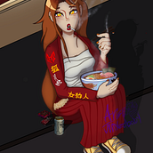 A comfy night meal in city. Character Design, Digital Drawing, Digital Illustration, Traditional illustration, and Manga project by arisu - 03.02.2025