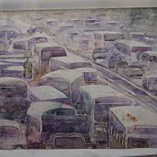 Buses. Architectural Illustration, Painting, and Watercolor Painting project by Juan Freddy Abarca Cordero - 03.03.2025