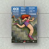 Diseño e Ilustración Cartel XXIII Medio Maratón de Montaña del Ocejón 2025. Un progetto di Illustrazione digitale, Graphic design, Illustrazione tradizionale, Disegno digitale, Illustrazione vettoriale e Design di poster  di José Luis Segovia García - 06.03.2025
