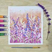 Lavanda. Acuarela en negativo.. Un proyecto de Ilustración tradicional, Pintura a la acuarela e Ilustración botánica de Danella Ortega Graziani - 07.03.2025