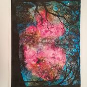 Night sky and trees Ein Projekt aus dem Bereich Bildende Künste, Malerei, Traditionelle Illustration und Aquarellmalerei von roxana_bucur84 - 09.03.2025