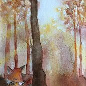 WALDLANDSCHAFT MIT FUCHS Ein Projekt aus dem Bereich Malerei und Aquarellmalerei von sandramariadreyer - 09.03.2025