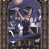 Poster "Bar MOON" for course "Art Deco". Un proyecto de Bellas Artes, Diseño de carteles, Ilustración tradicional e Ilustración digital de Julia Pinezhaninova - 11.03.2025