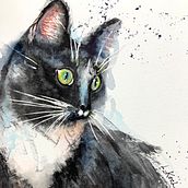 Watercolor Painting of Nadja the Cat. Projekt z dziedziny R, sunek realist, czn, Trad, c, jna ilustracja, Ilustracja naturalist, czna i Malowanie akwarelą użytkownika Linda Koch - 12.03.2025