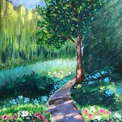 A Nature Walk in a Sunny Garden . Gouache Painting, Painting, Fine Arts, and Naturalistic Illustration project by Ruth Hayashi - 03.14.2025