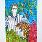 Catlover, cat and lover Ein Projekt aus dem Bereich Zeichnen mit Buntstiften, Traditionelle Illustration, Malerei, Porträtzeichnung und Aquarellmalerei von Esther Middel - 14.03.2025