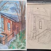 Casa en Bariloche. Drawing, Watercolor Painting, Architectural Illustration, Sketchbook, Ink Illustration, and Sketching project by Samira Zuliani - 03.16.2025