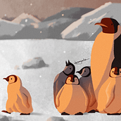 Famiglia di pinguini. Un progetto di Illustrazione digitale, Illustrazione infantile e Disegno digitale di Bruna Kogima - 17.03.2025