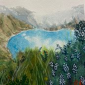 Quilotoa, Equador . Projekt z dziedziny  R, sunek, Malowanie akwarelą,  Sztuki piękne, R, sunek ołówkiem, Sketchbook i Sketching użytkownika Gabriela Sanches - 19.03.2025