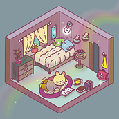 Bunny’s room. 2D Animation, Animation, Character Design, Digital Illustration, Traditional illustration, and Manga project by plumplumhandmade - 03.19.2025