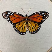 Mariposa monarca bordada. Embroider, Traditional illustration, and Textile Design project by Rosa Angélica Navarro Ayala - 03.23.2025