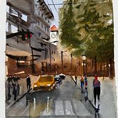 Paisaje urbano en acuarela . Watercolor Painting, Fine Arts, and Architectural Illustration project by Lucía Ranpo - 03.23.2025