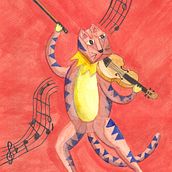 Gato, el superviolinista.. Children's Illustration, Drawing, Painting, and Watercolor Painting project by Alfredo Pastor Mendoza - 03.24.2025