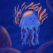 Submarine Fluidity. Digital Drawing, Character Design, and Digital Design project by Pilar Hernández - 03.25.2025