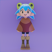 Niña rana. Un progetto di Modellazione 3D, Character design, Illustrazione digitale, Illustrazione tradizionale e Manga di David Almaguer Hernández - 26.03.2025