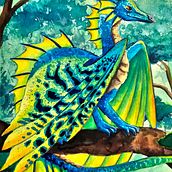 Rainforest dragon in watercolor. Traditional illustration, Watercolor Painting, Painting, and Sketchbook project by Stefanie Wagner - 03.26.2025