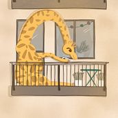 Giraffe auf dem Balkon. Writing, Children's Illustration, Stor, telling, Narrative, Creative Writing, and Children's Literature project by katsch - 03.26.2025